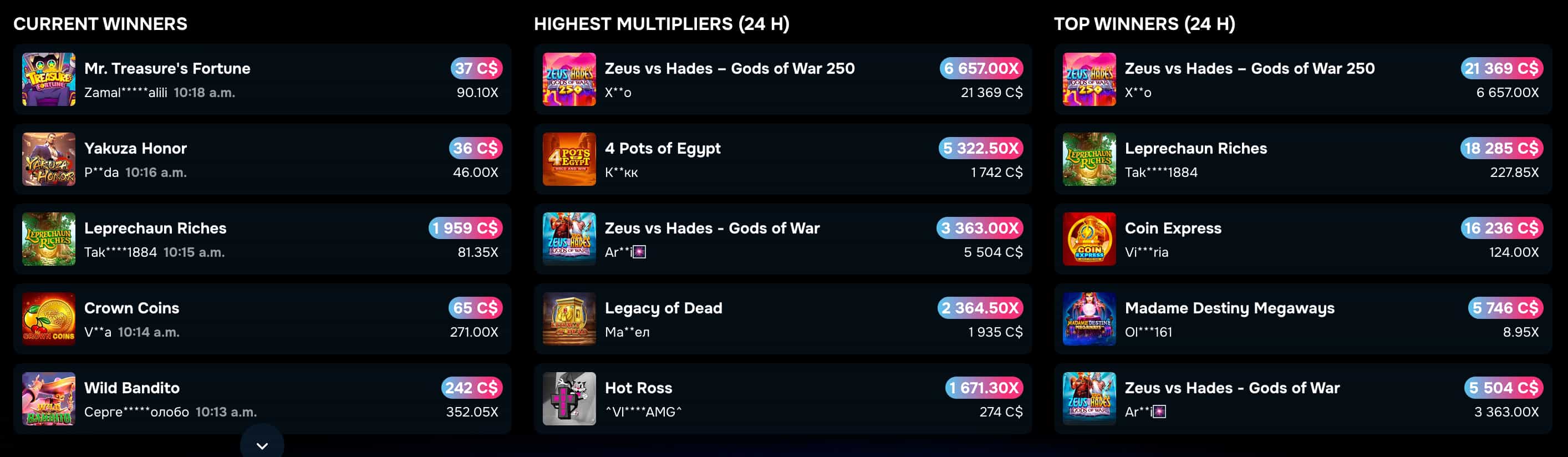 Gizbo Casino on a mobile browser