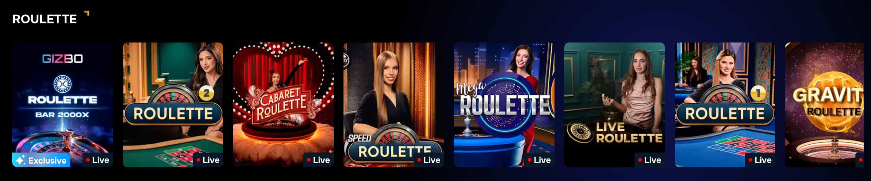 Gizbo Casino slot lobby and providers